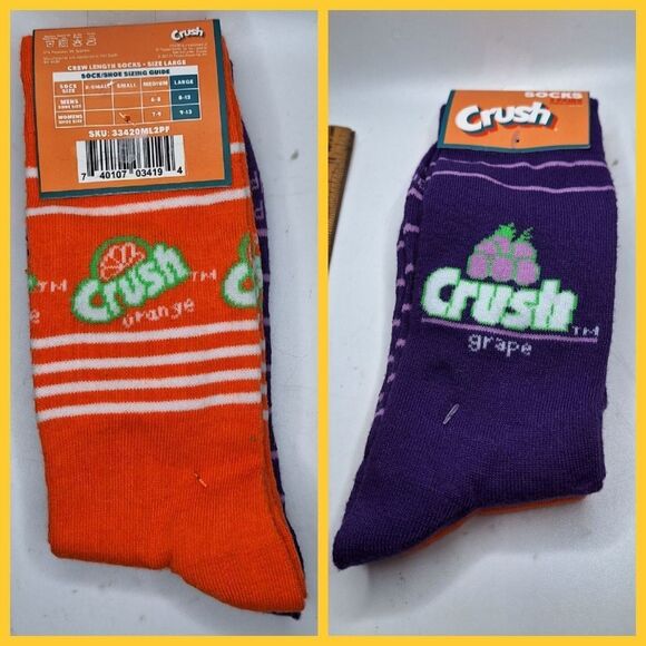 Crush orange and grape soda cream socks novelty graphic design - Picture 1 of 5
